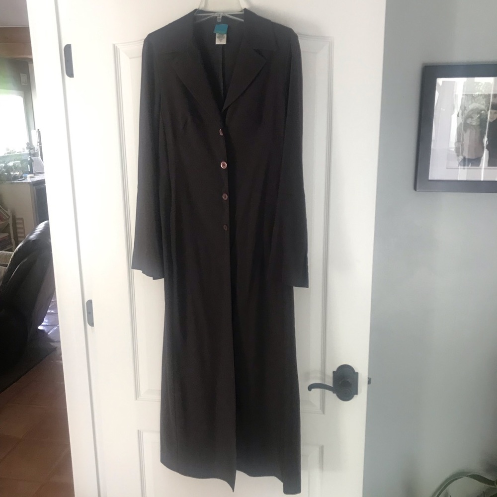 To the Max Eggplant Gray long dress jacket Size Small